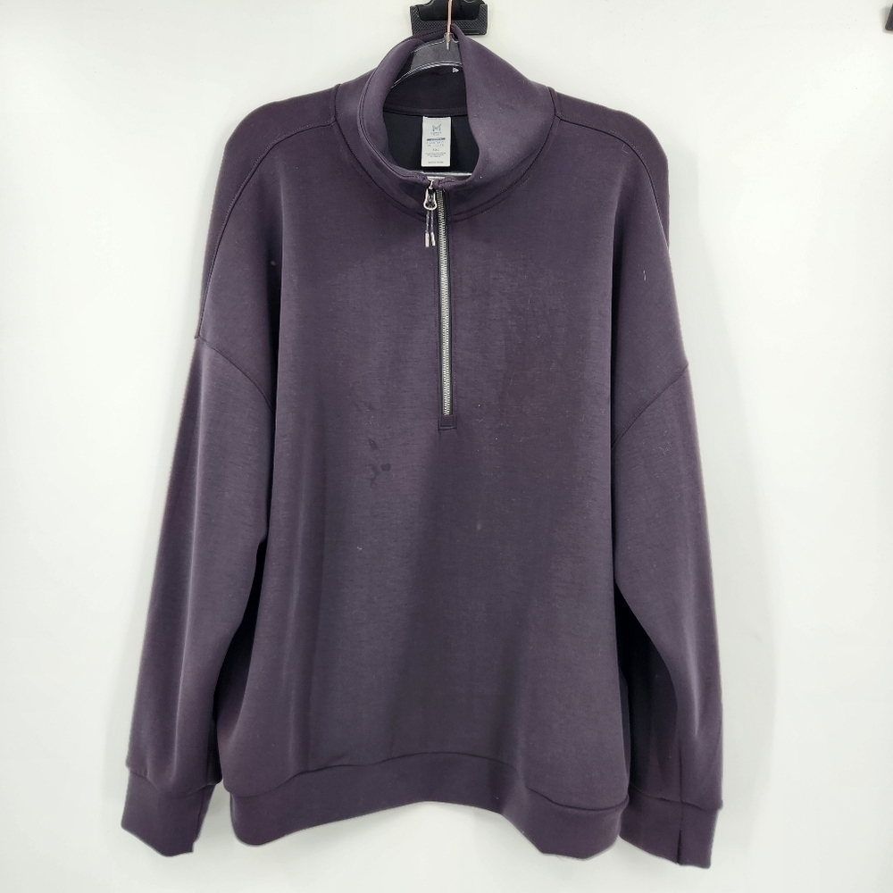 Members Mark Sandwash Quarter Zip Pullover Womens Size XXL Black Sweatshirt Crop